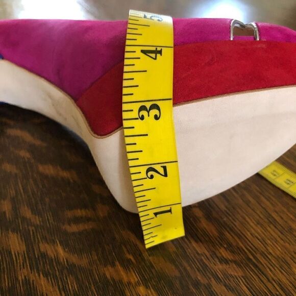 NEW Footcandy Crissy Fuchsia, Red & Blue Suede Barbiecore Y2K Platform Heels NIB - Picture 10 of 15